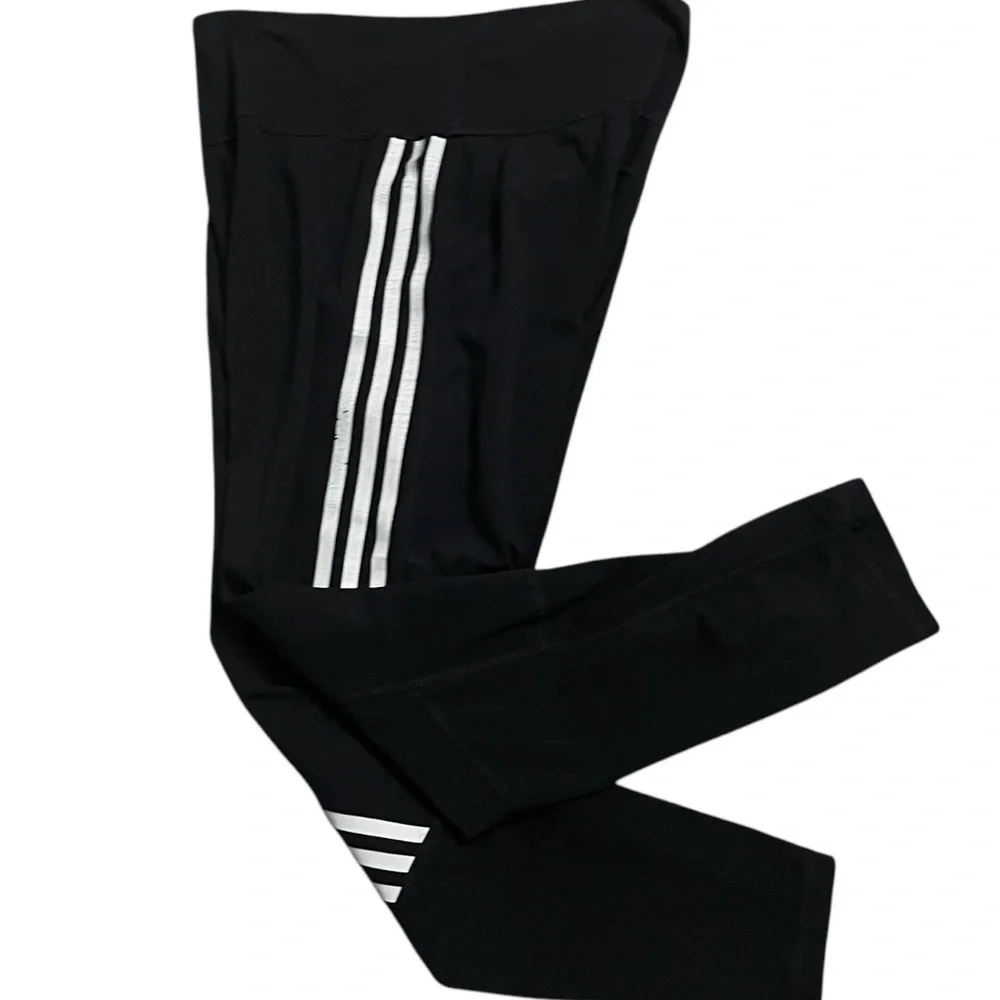 Adidas activewear yoga sports leggings black striped pocket wide waist Women M